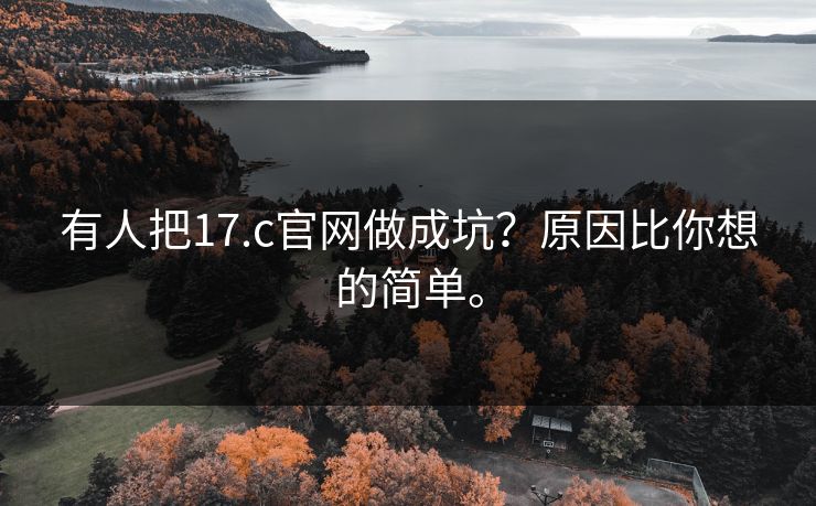 有人把17.c官网做成坑？原因比你想的简单。