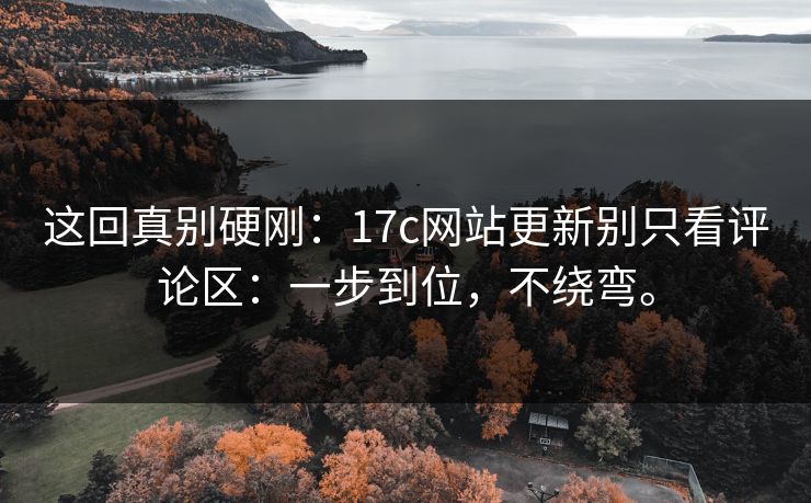 这回真别硬刚：17c网站更新别只看评论区：一步到位，不绕弯。